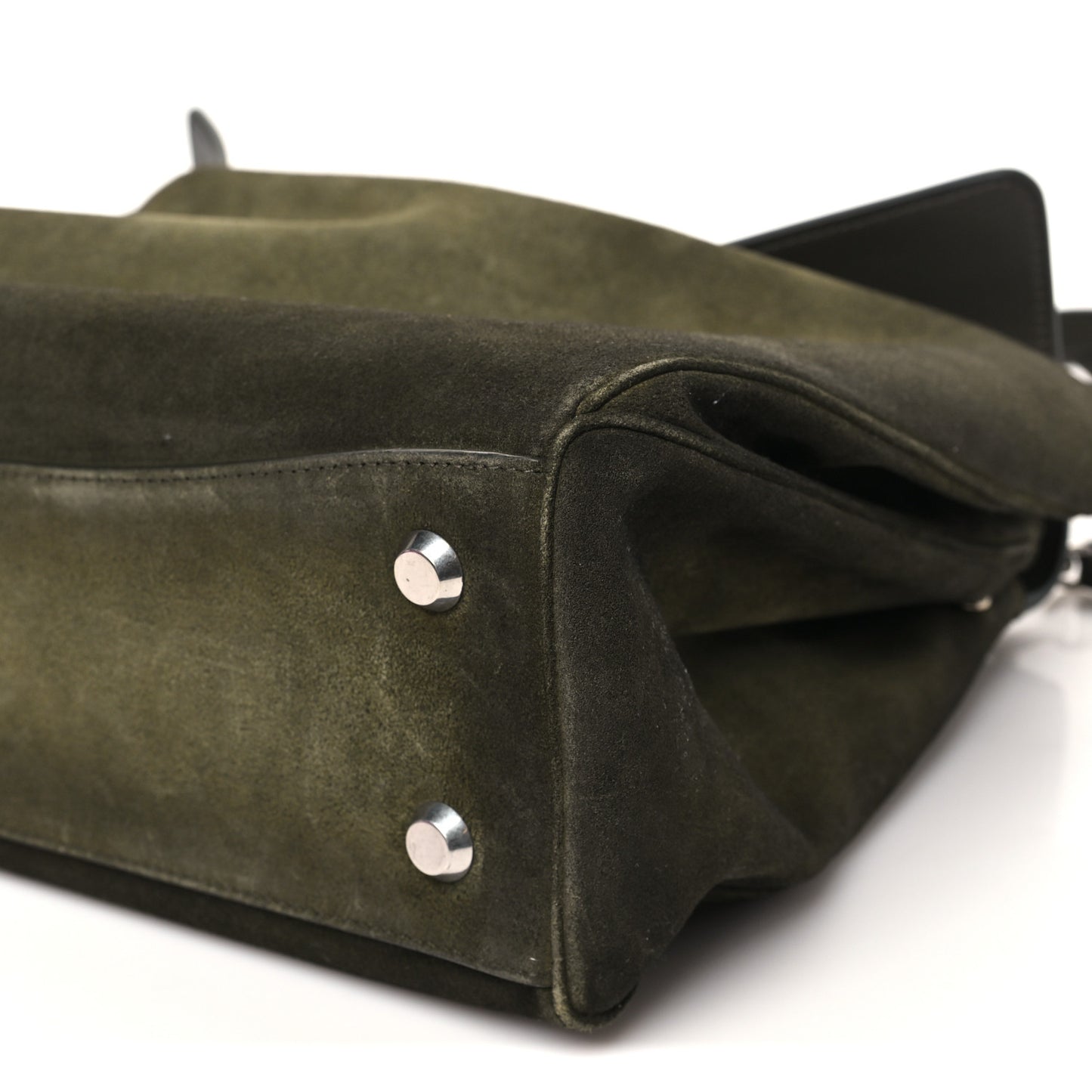 Waxed Suede Calfskin Medium Rodeo Top Handle Handbag Khaki