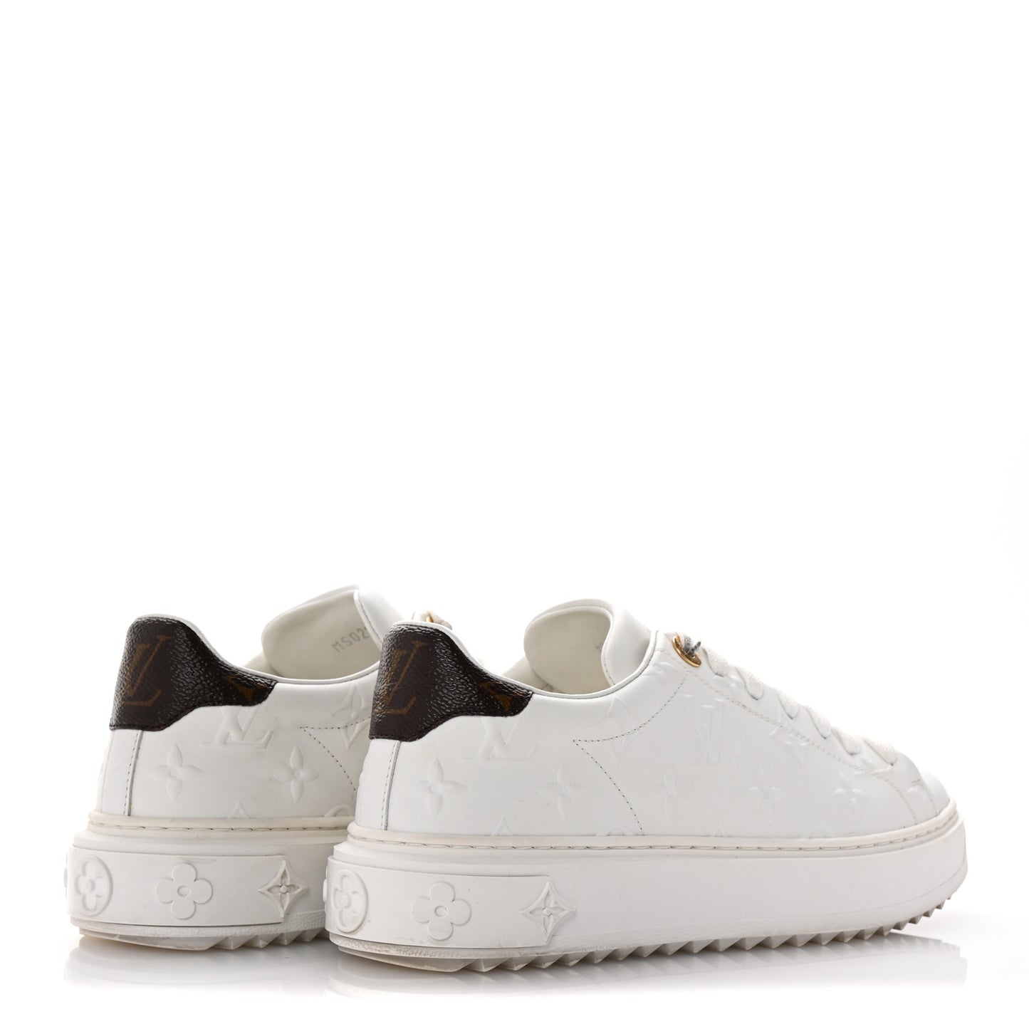 Lambskin Embossed Monogram Time Out Sneakers 36 White