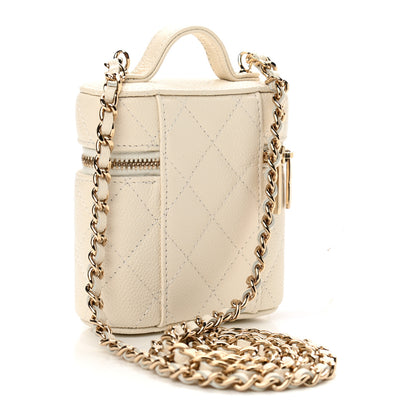 Chanel Caviar Quilted Small Handle With Care Vanity Case With Chain White 3 of 11