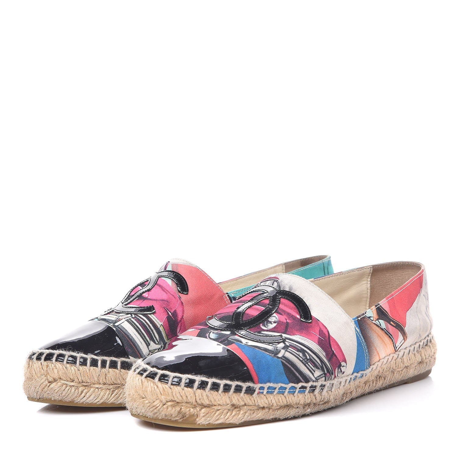 Chanel Crepe Patent CC Espadrilles 37 Multicolor Black 3 of 18
