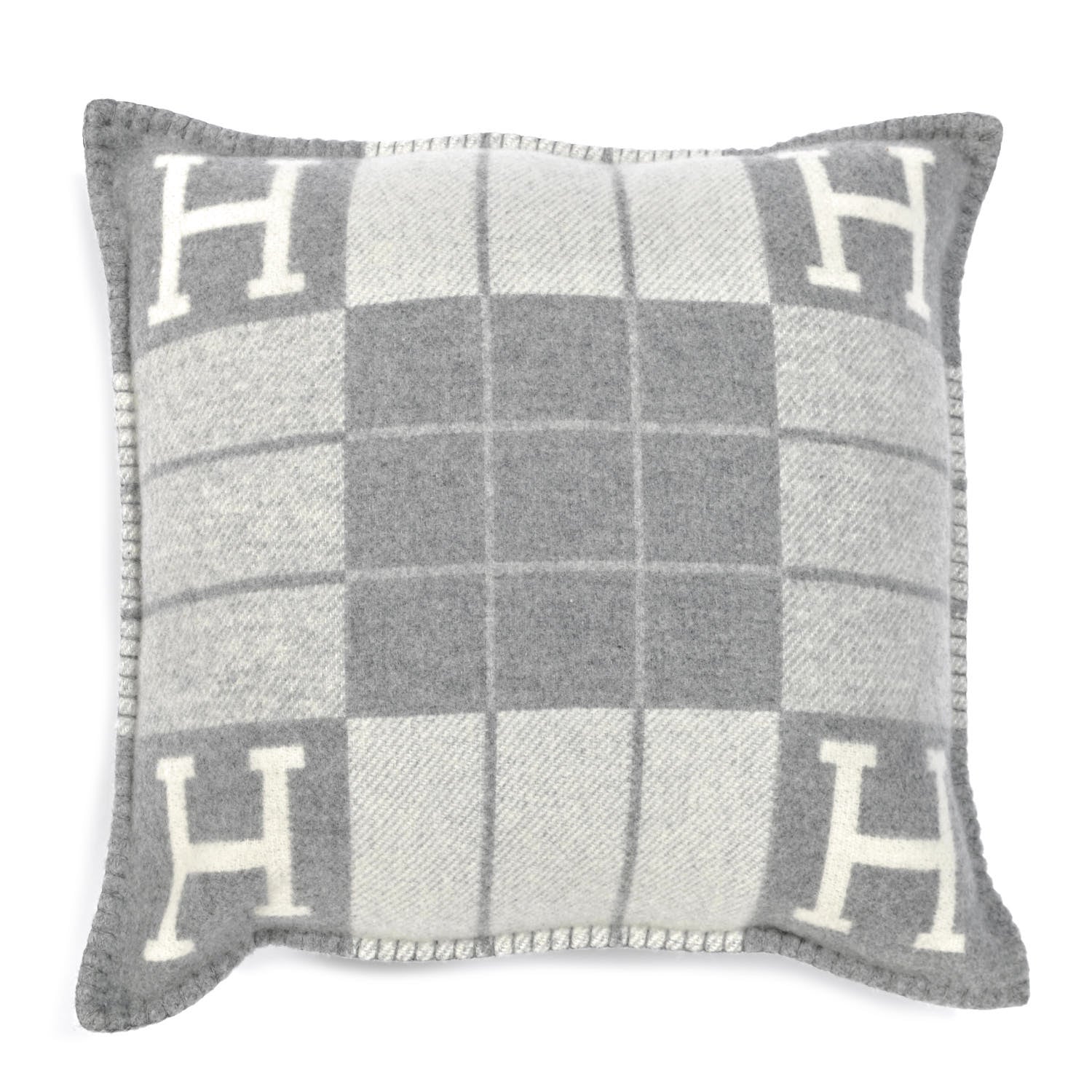 Hermes Wool Cashmere Avalon III Pillow PM Ecru Gris Clair 1 of 3