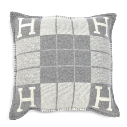 Hermes Wool Cashmere Avalon III Pillow PM Ecru Gris Clair 1 of 3