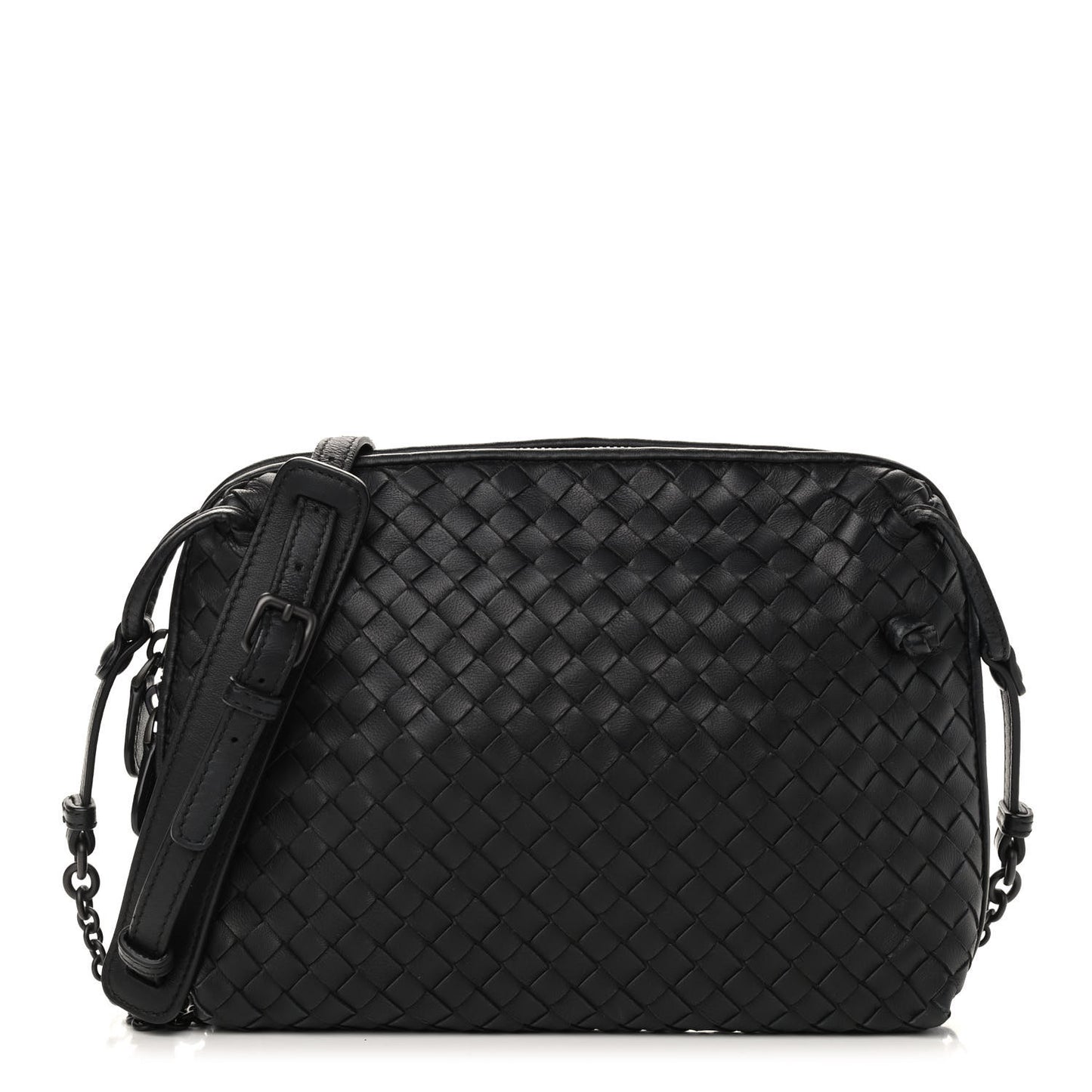 Nappa Intrecciato Pillow Crossbody Messenger Black