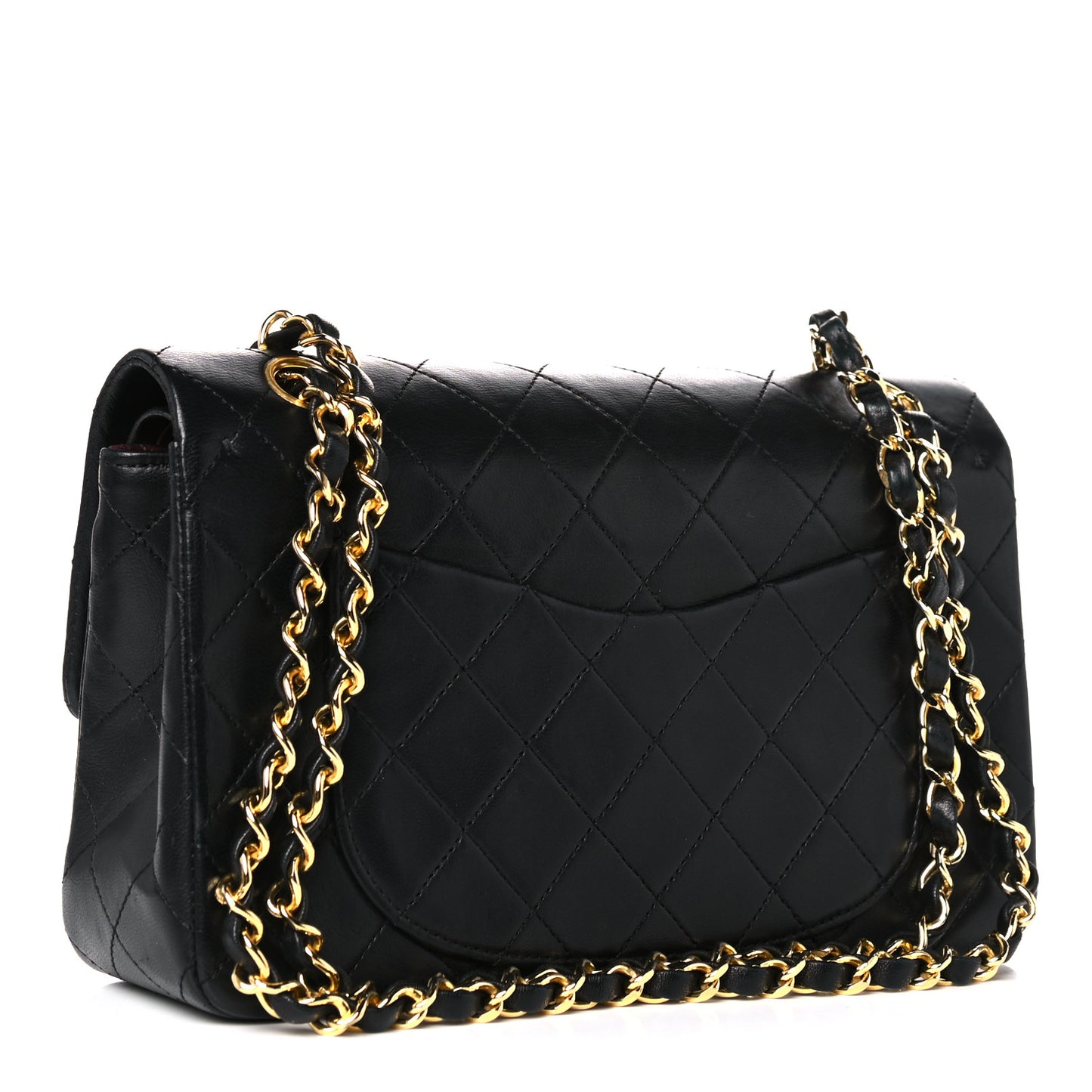 Lambskin Quilted Small Double Flap Black