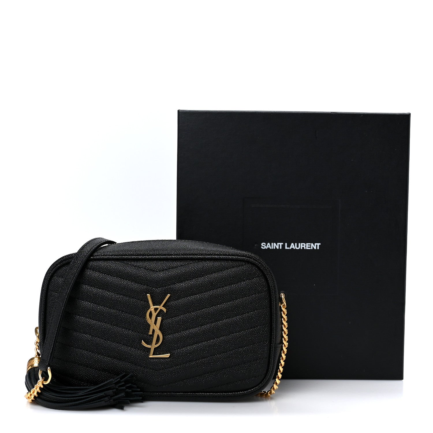 Saint Laurent Grain De Poudre Matelasse Monogram Mini Lou Camera Bag Black 10 of 10