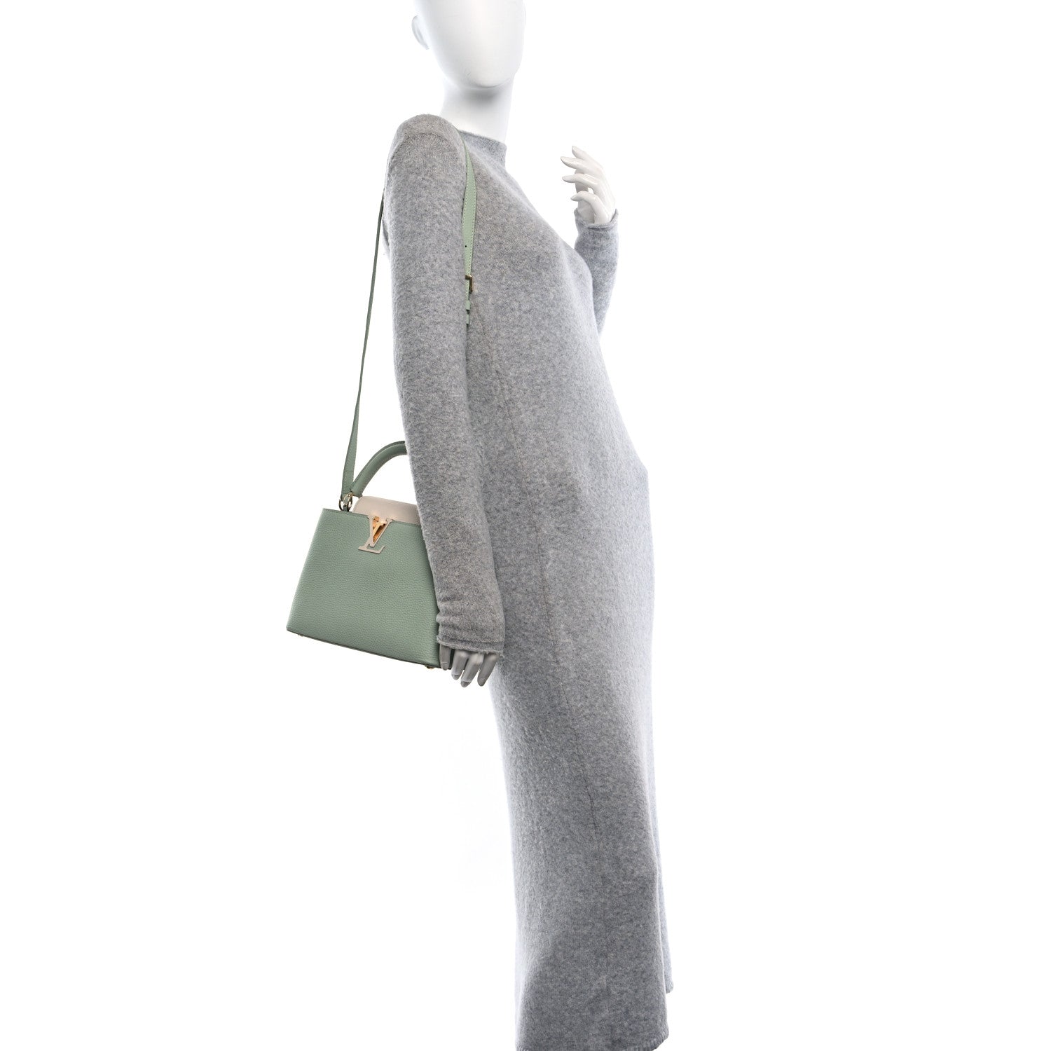 Louis Vuitton Taurillon Enamel Flower Padlock Chain Capucines BB Jade Green 2 of 9