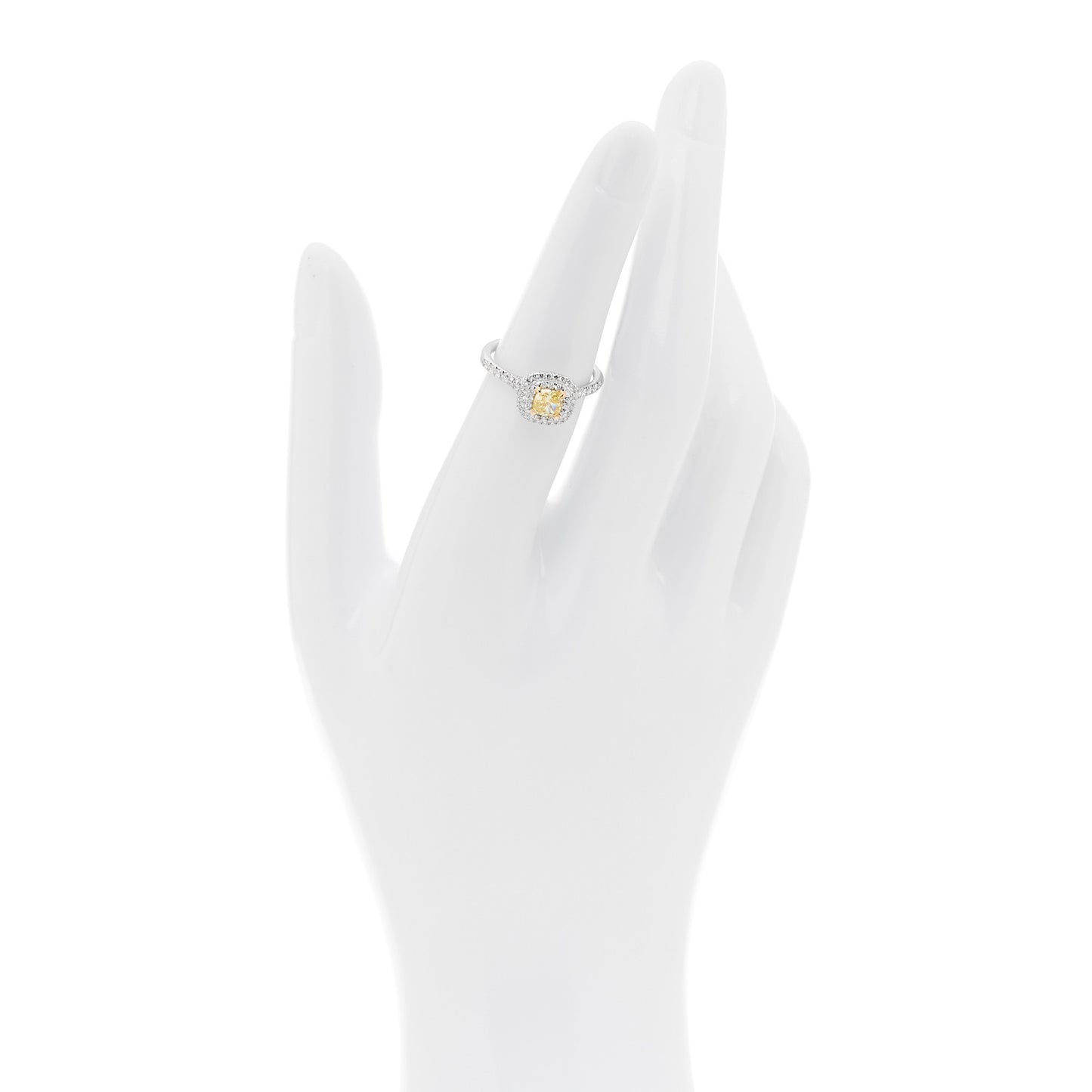 Platinum 18K Yellow Gold Fancy Yellow Diamond .47ct Soleste Engagement Ring 50 5.25