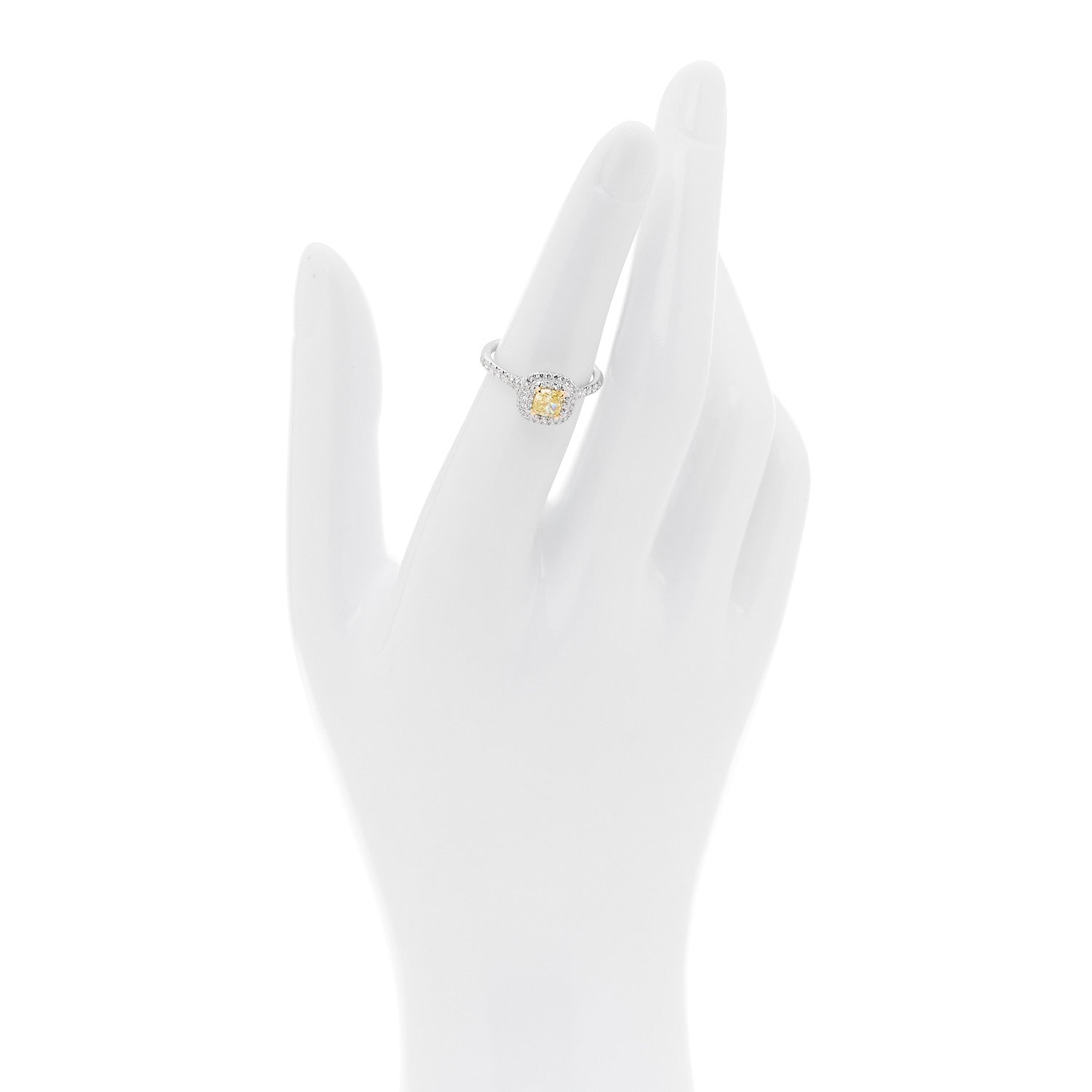 Tiffany Platinum 18K Yellow Gold Fancy Yellow Diamond .47ct Soleste Engagement Ring 50 5.25 2 of 5