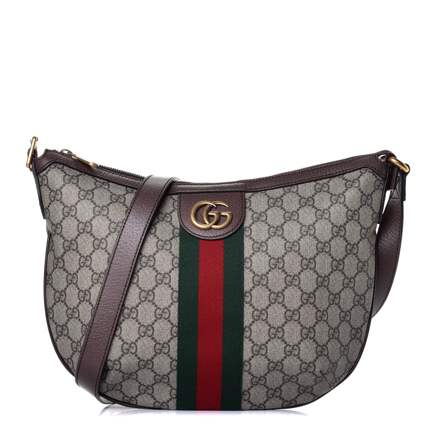 Gucci GG Supreme Monogram Web Small Ophidia Half Moon Hobo Brown 1 of 9