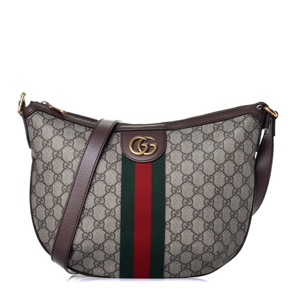 Gucci GG Supreme Monogram Web Small Ophidia Half Moon Hobo Brown 1 of 9