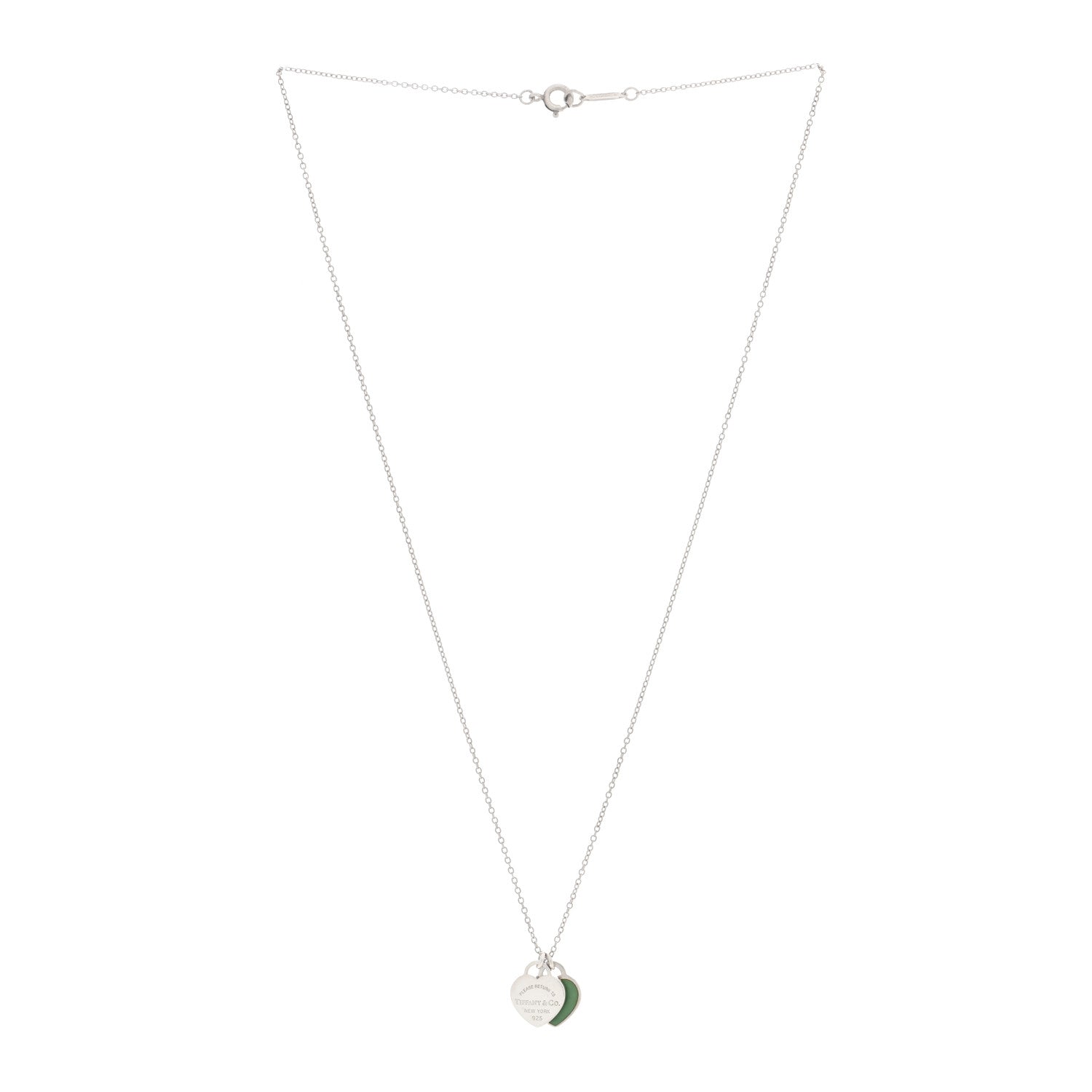 Tiffany Sterling Silver Enamel Return to Tiffany Double Mini Heart Tag Pendant Necklace Blue 3 of 4