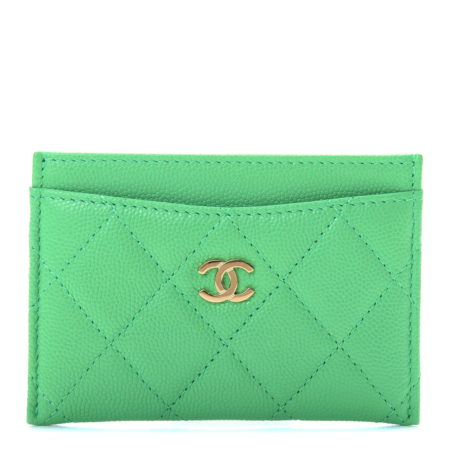 Caviar Quilted Card Holder Green