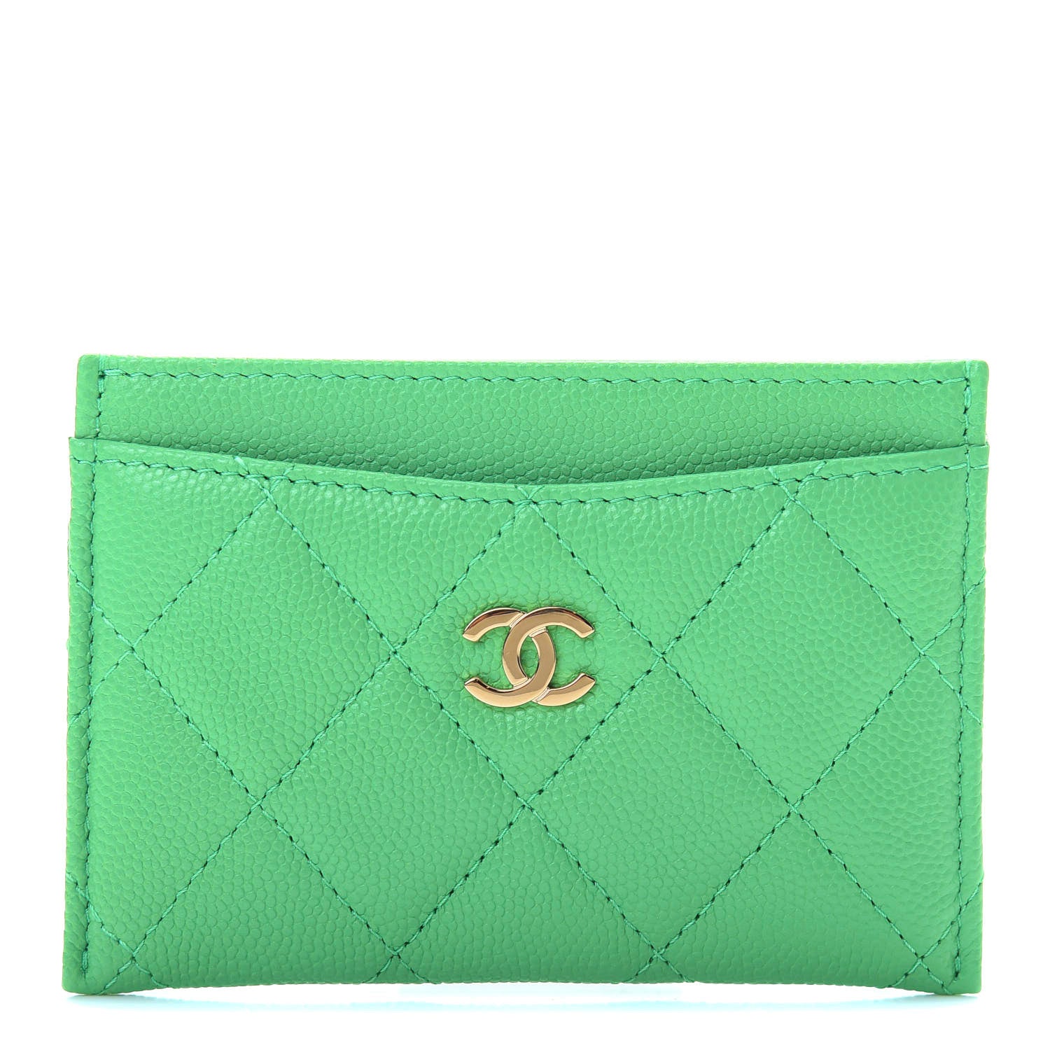 Chanel Caviar Quilted Card Holder Green 1 of 7