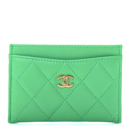 Chanel Caviar Quilted Card Holder Green 1 of 7