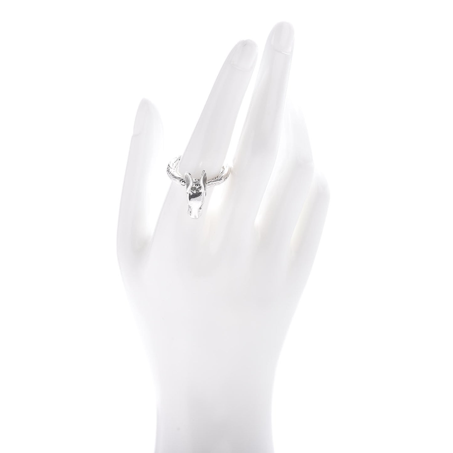 Sterling Silver Anger Forest Rabbit Head Ring 57 8