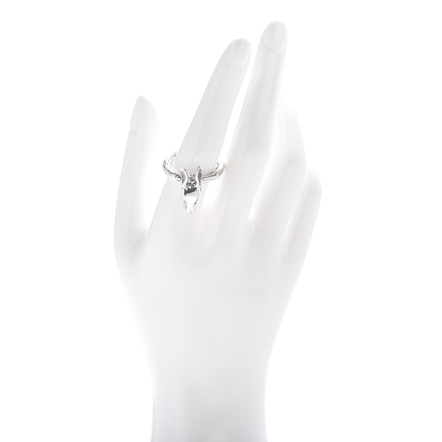 Gucci Sterling Silver Anger Forest Rabbit Head Ring 57 8 2 of 6