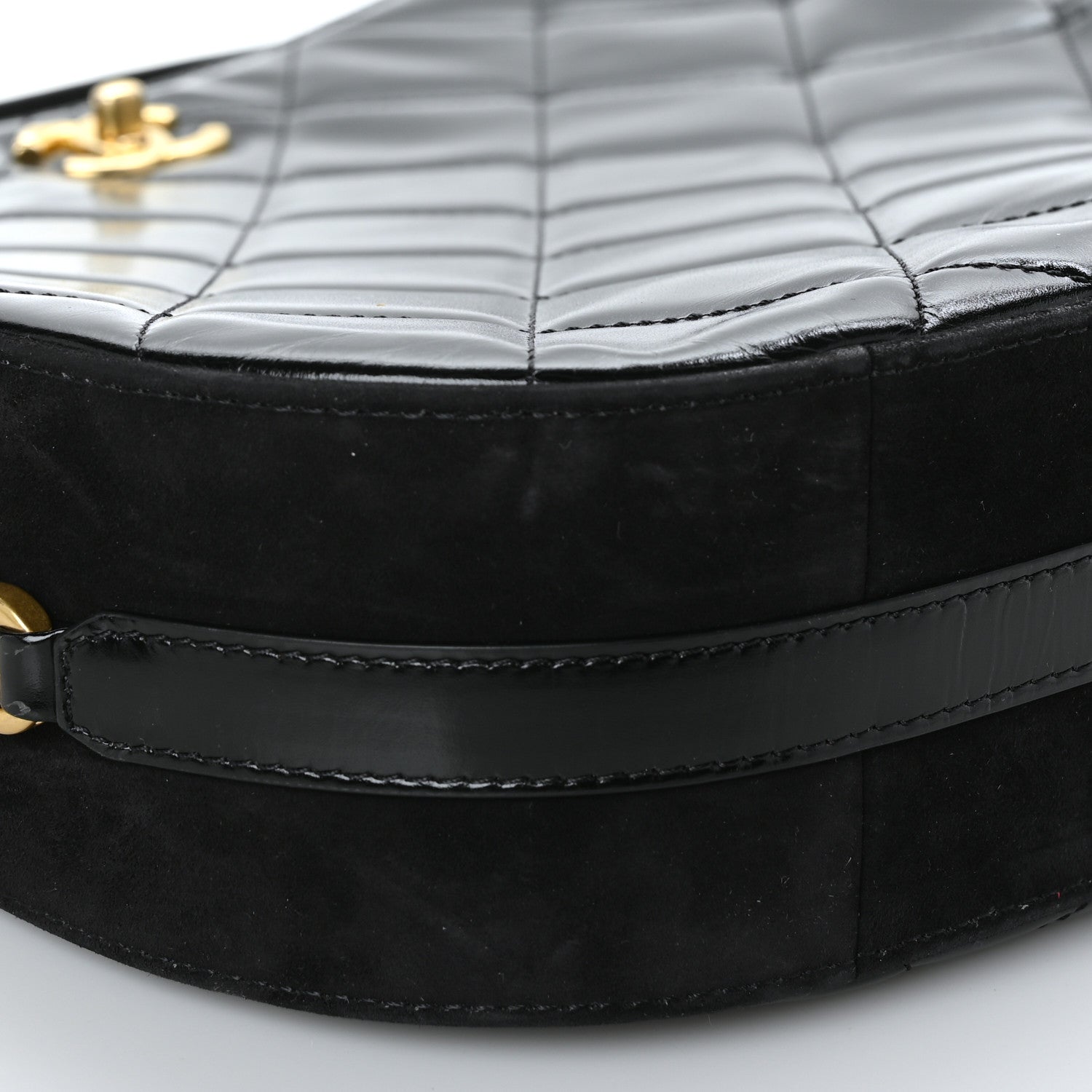 Chanel Shiny Calfskin Suede Goatskin Quilted Hobo Black 7 of 8