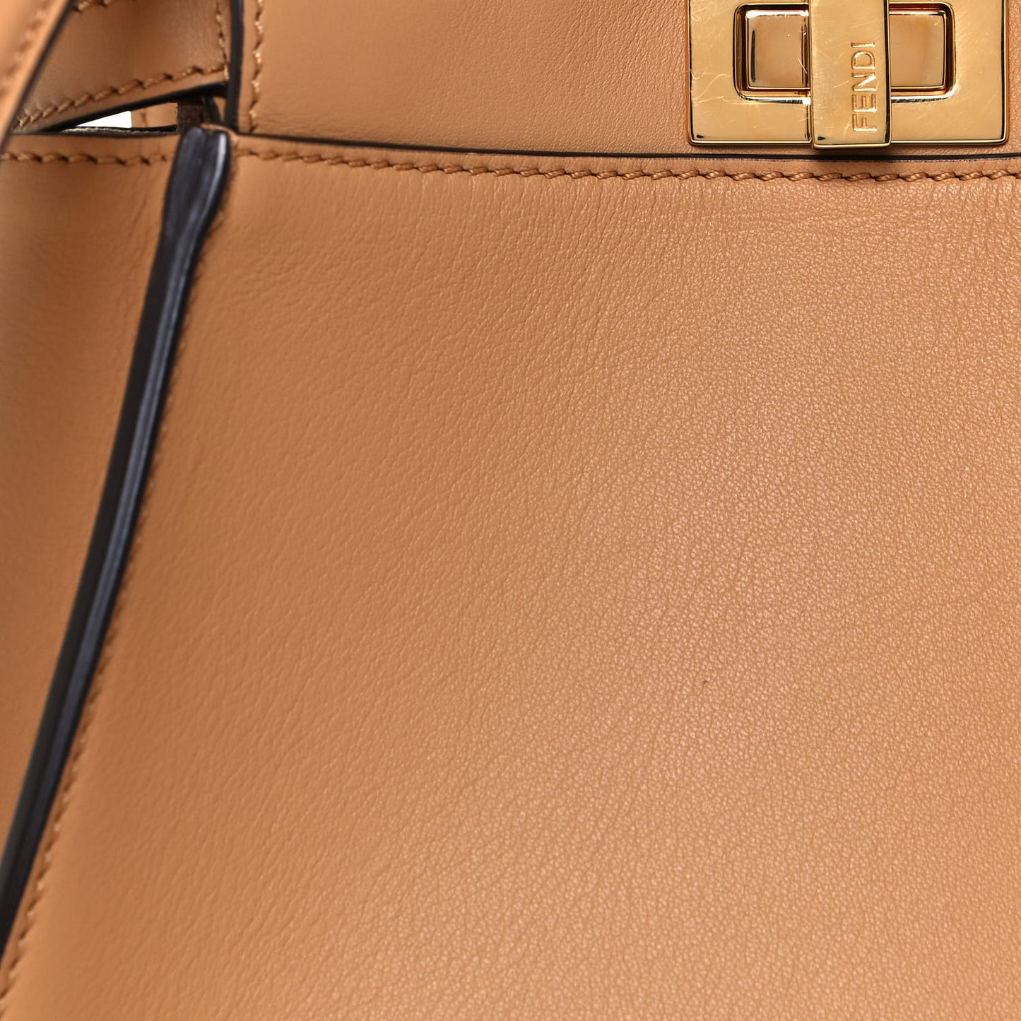 Vitello Seta Canvas FF Embroidered Mini Peekaboo Iconic Satchel Miele Scuro Poudre