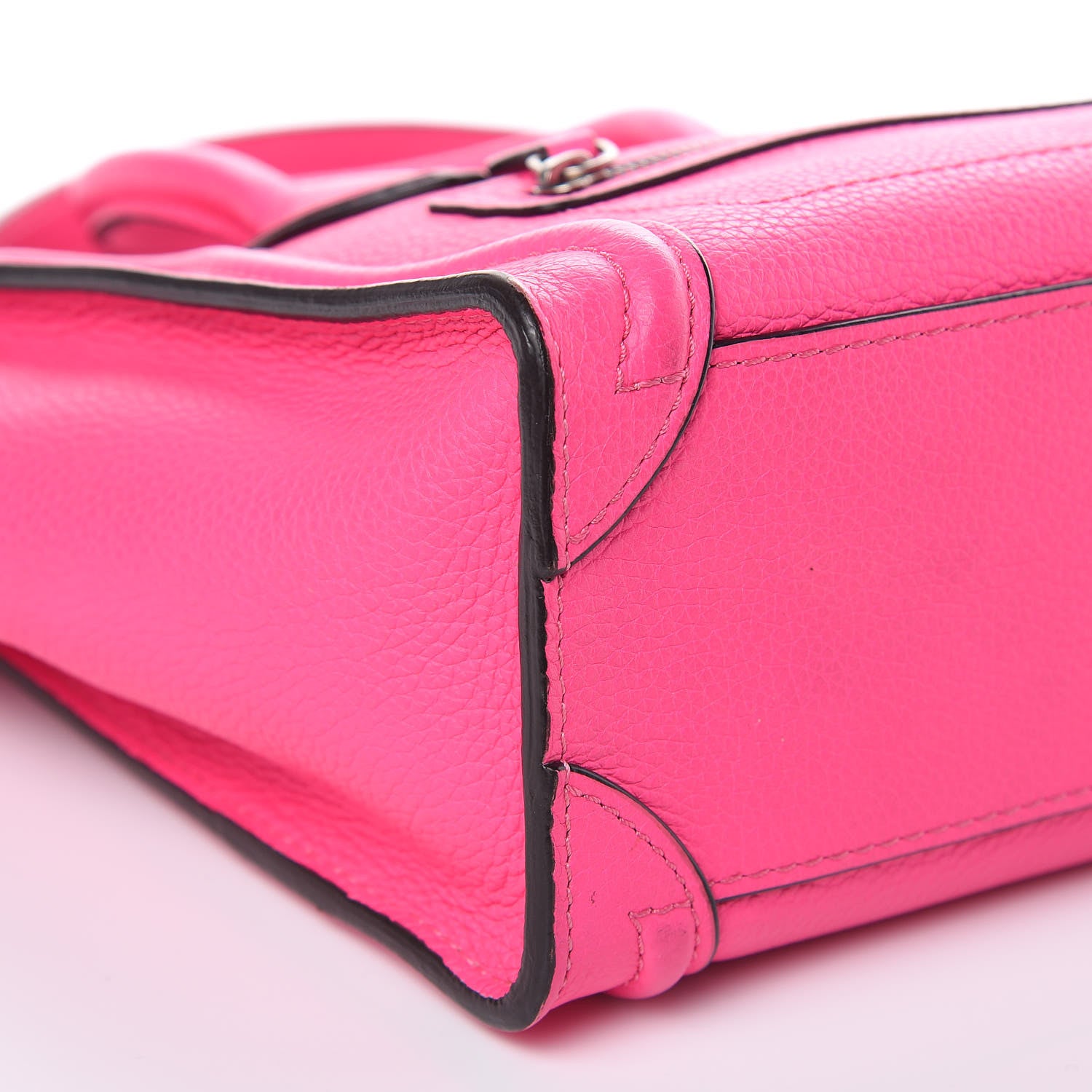 Celine Drummed Calfskin Nano Luggage Fluo Pink 8 of 10