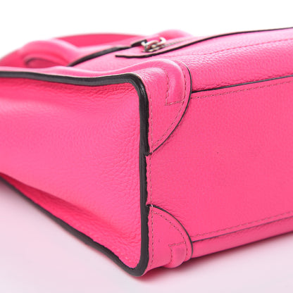 Celine Drummed Calfskin Nano Luggage Fluo Pink 8 of 10