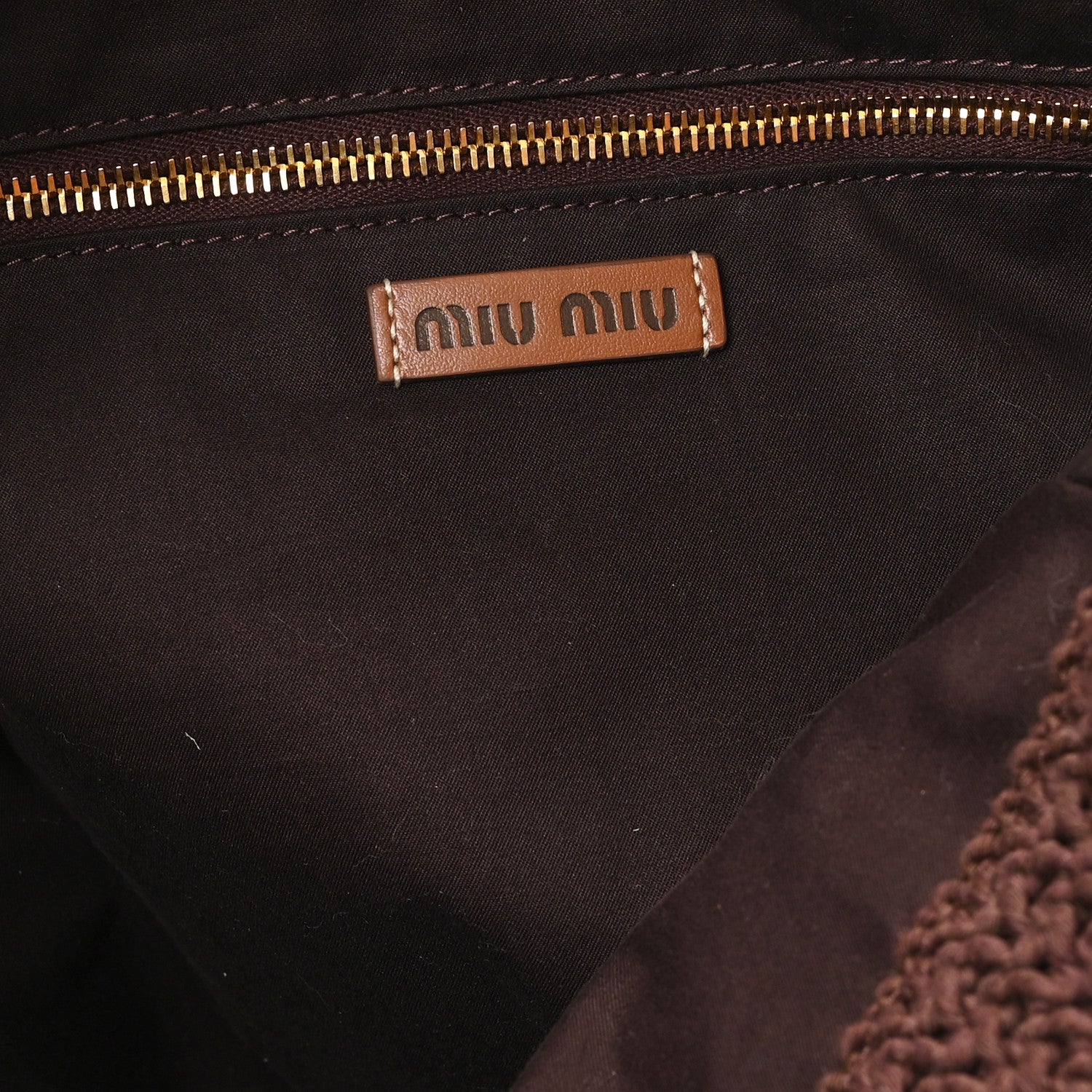 Miu Miu Raffia Crochet Stripe Tote Bag Cacao Celeste Natural 6 of 10