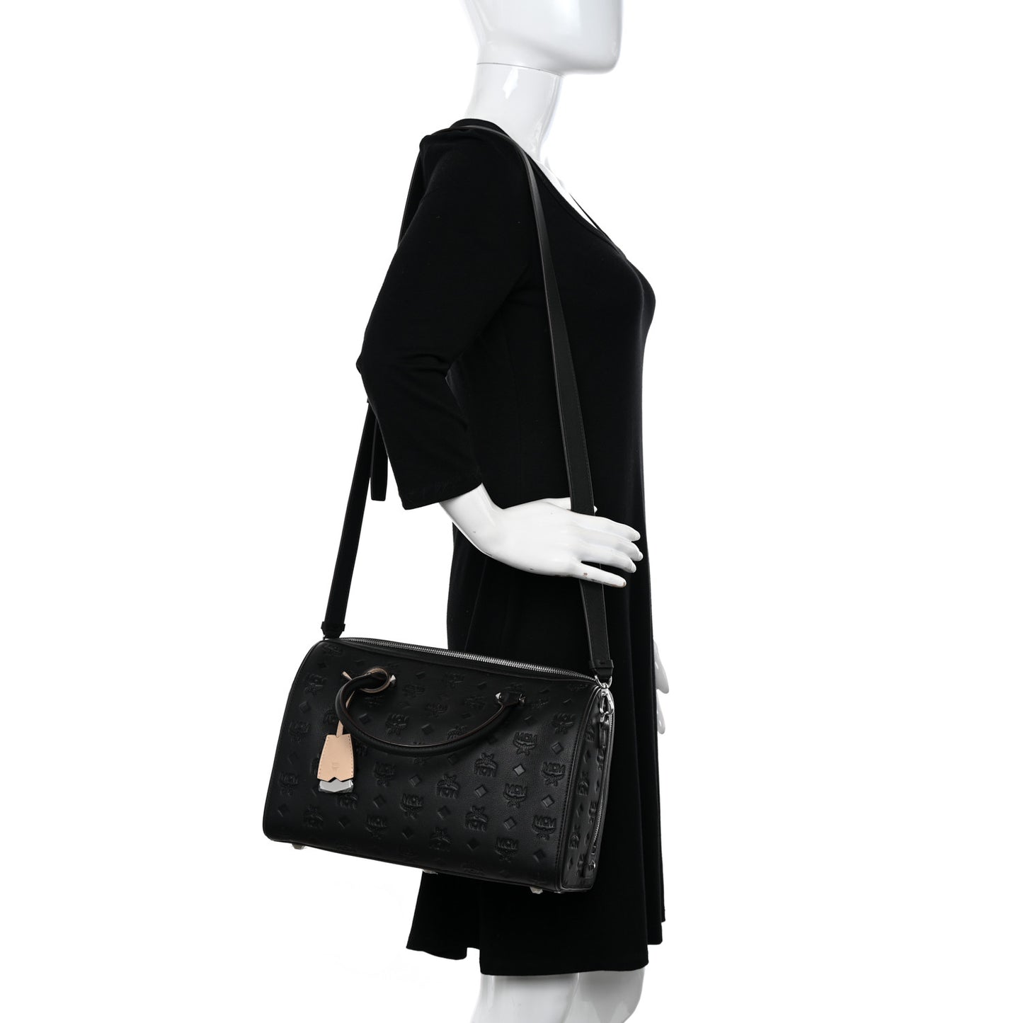 Calfskin Ottomar Monogram Medium Essential Boston Bag Black