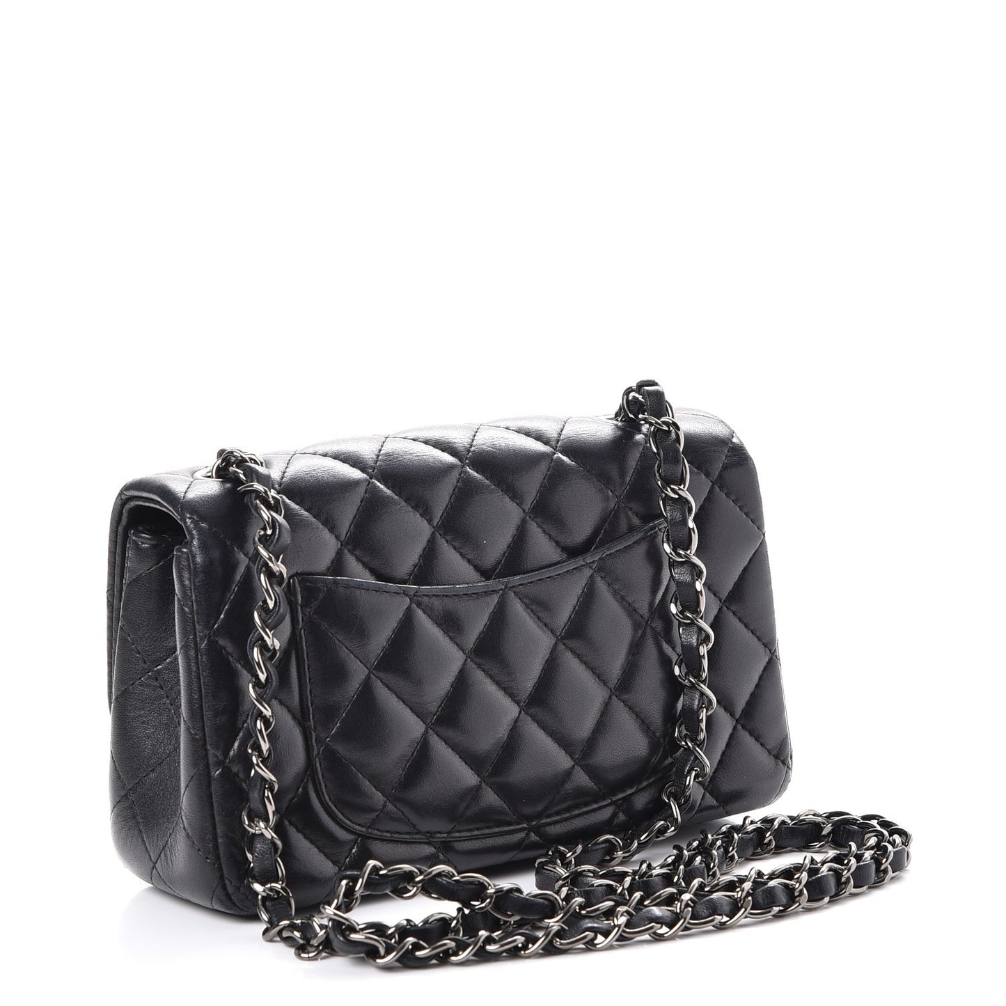 Lambskin Quilted Mini Rectangular Flap Black
