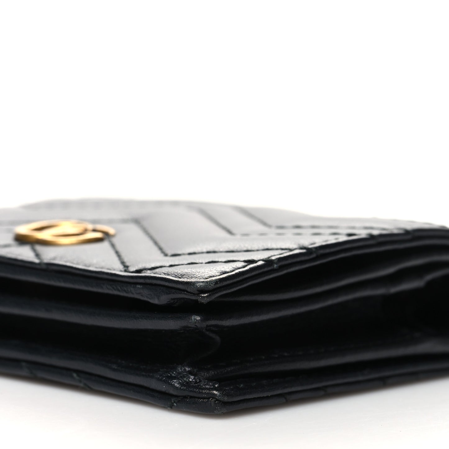 Calfskin Matelasse GG Marmont Card Case Wallet Black
