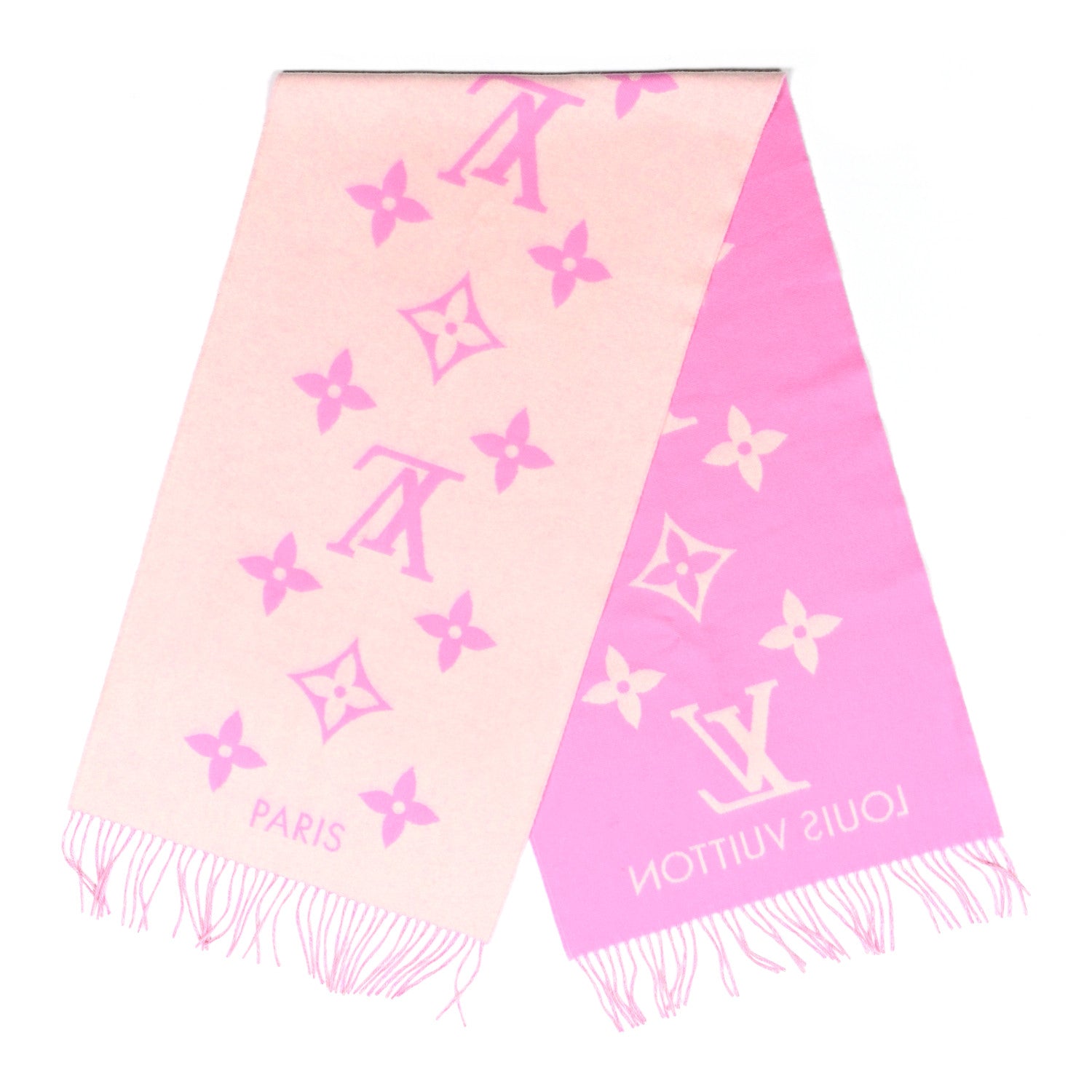 Louis Vuitton Cashmere Monogram Reykjavik Scarf White Pink 2 of 3
