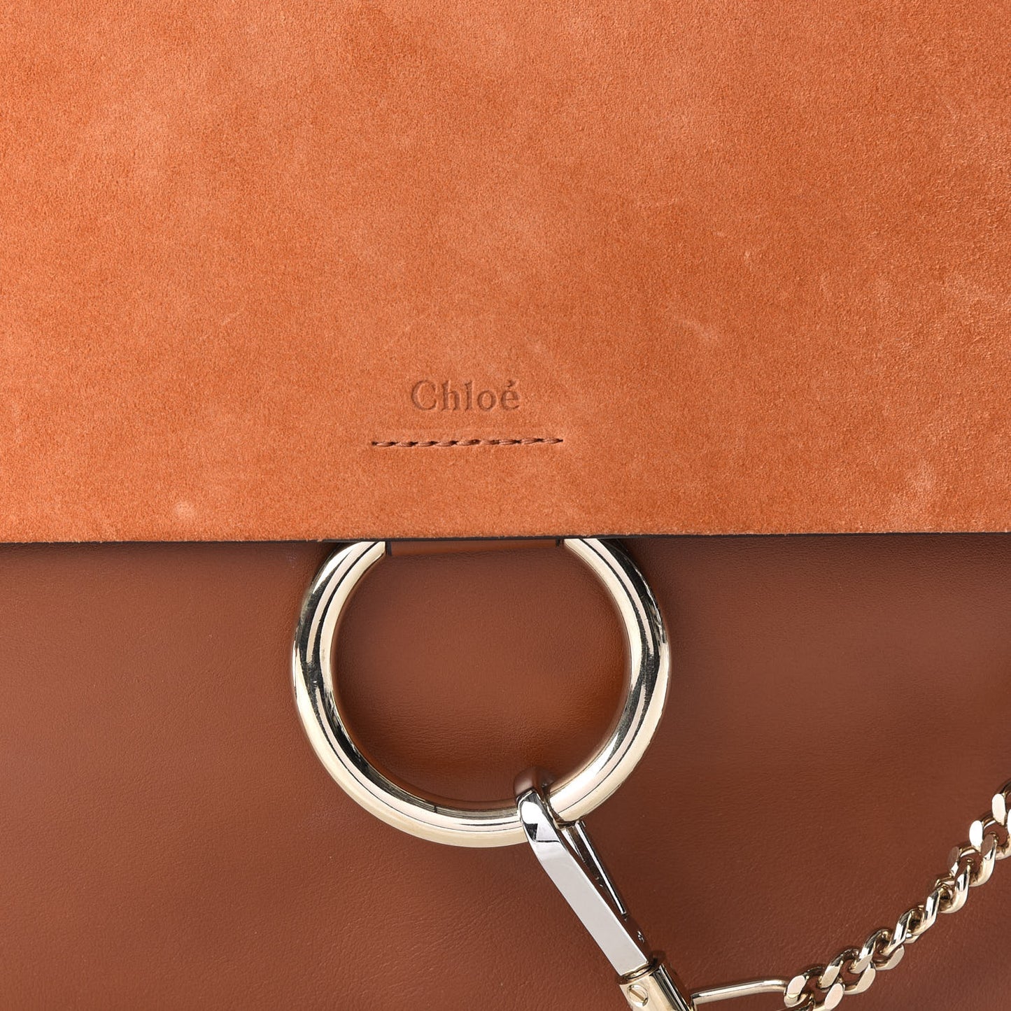 Suede Calfskin Medium Faye Shoulder Bag Tobacco