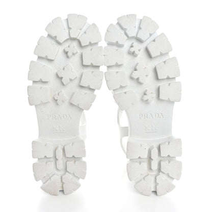 Prada Foam Rubber Metal Triangle Logo Monolith 55mm Cage Sandals 40 White 6 of 10