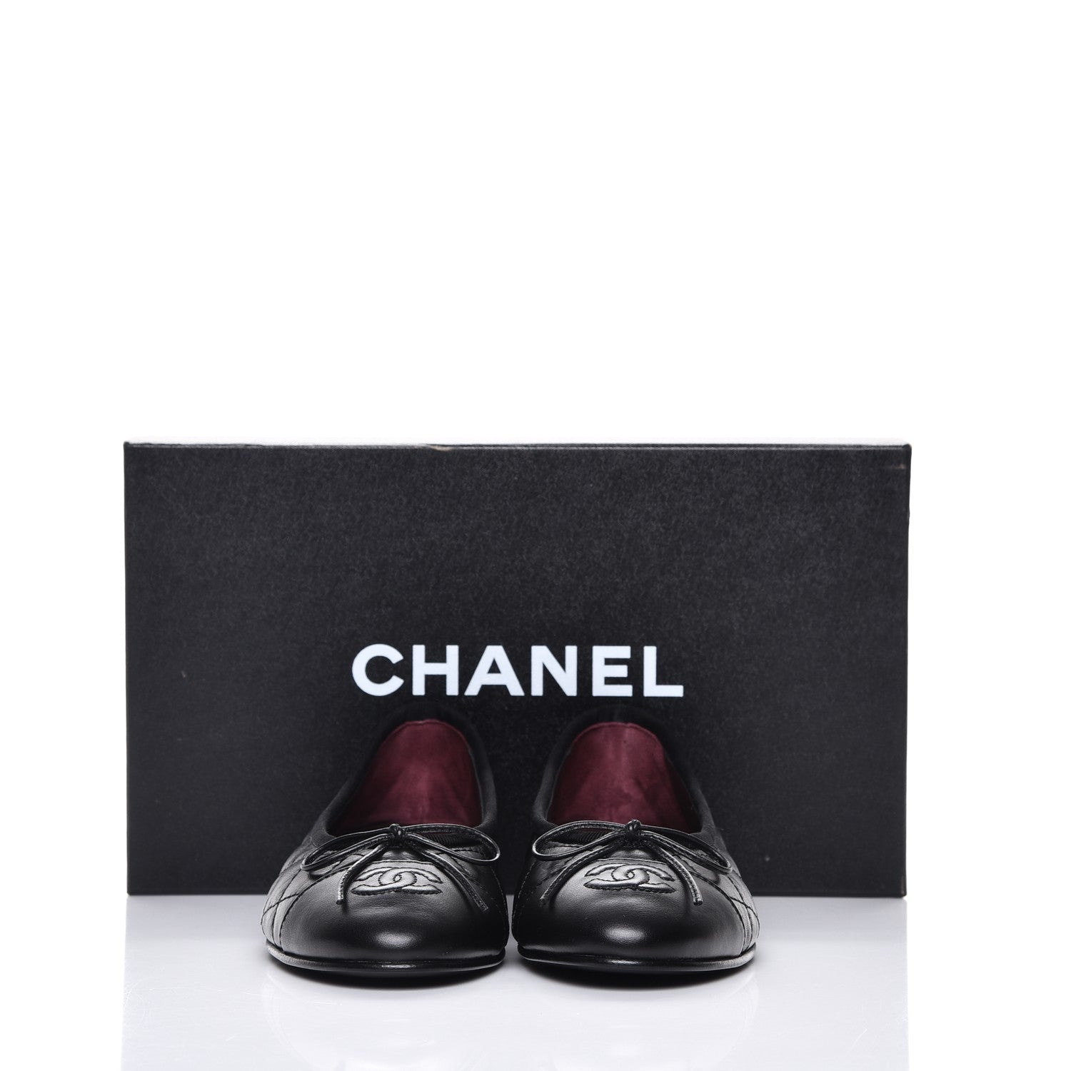 Chanel Aged Calfskin Quilted Cap Toe Ballerina Flats 35.5 Black 10 of 10