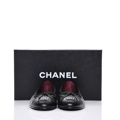 Chanel Aged Calfskin Quilted Cap Toe Ballerina Flats 35.5 Black 10 of 10
