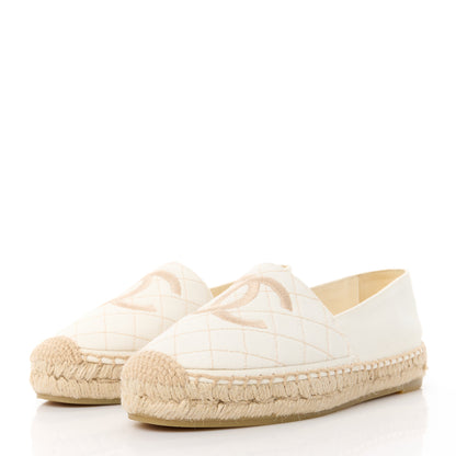 Chanel Fabric Biarritz CC Espadrilles 40 White Gold 3 of 10