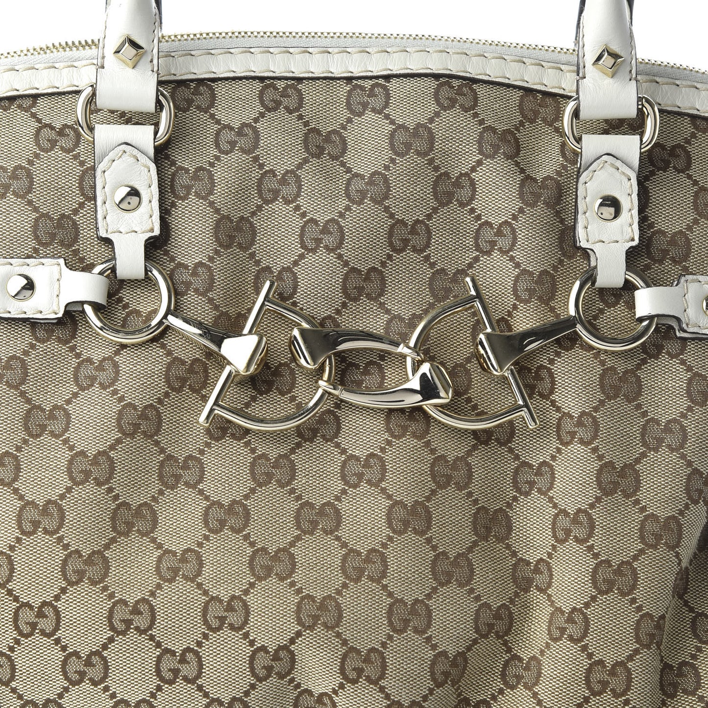 Monogram Medium Horsebit Nail Boston Off White