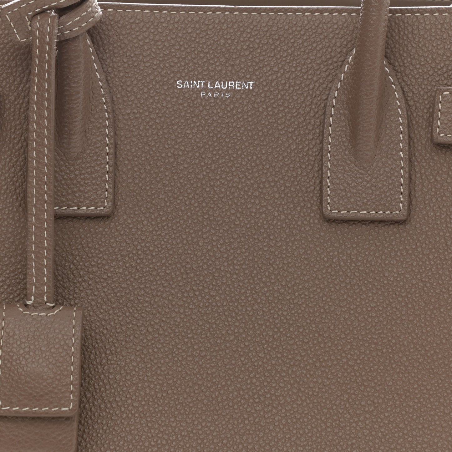 Grained Calfskin Topstich Baby Sac De Jour Taupe