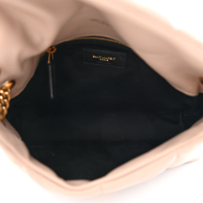 Saint Laurent Lambskin Quilted Small Loulou Puffer Monogram Chain Satchel Dark Beige 5 of 10