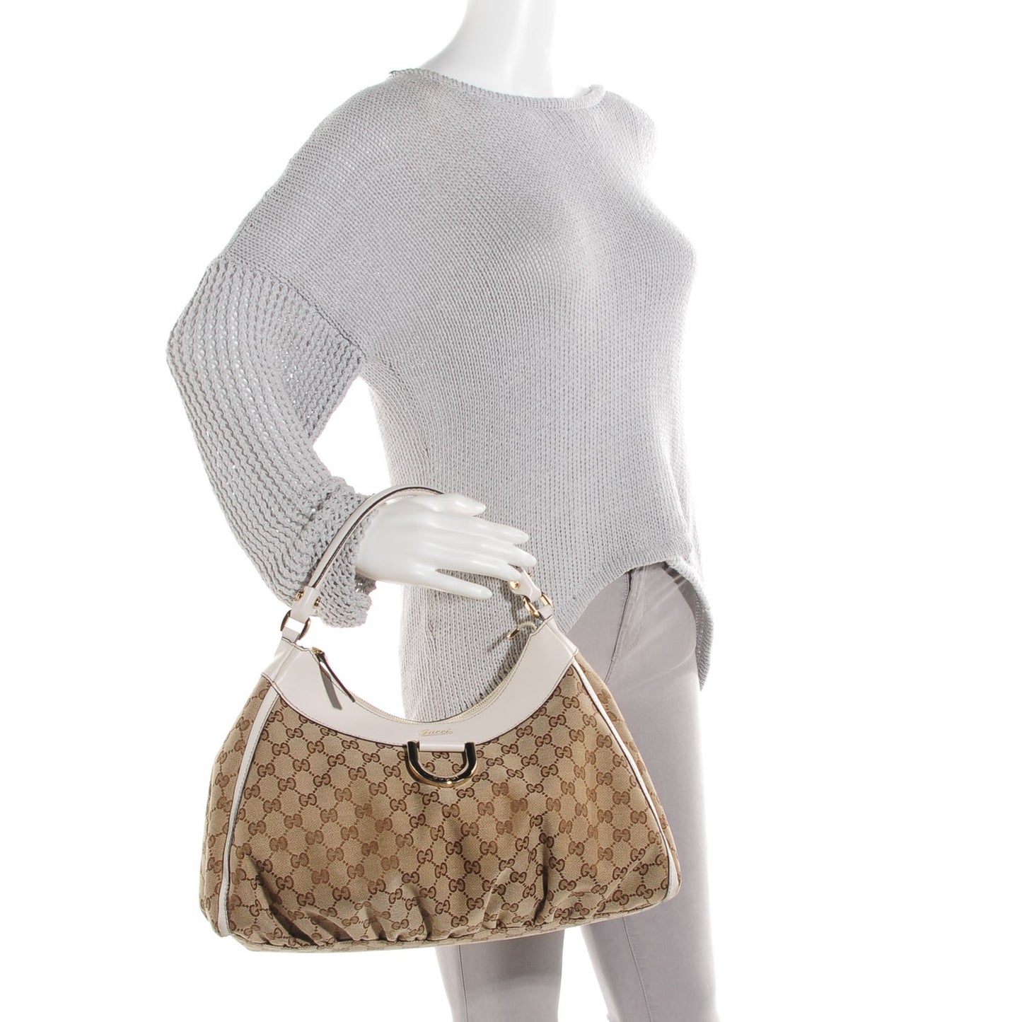 Monogram Large D Gold Hobo Off White