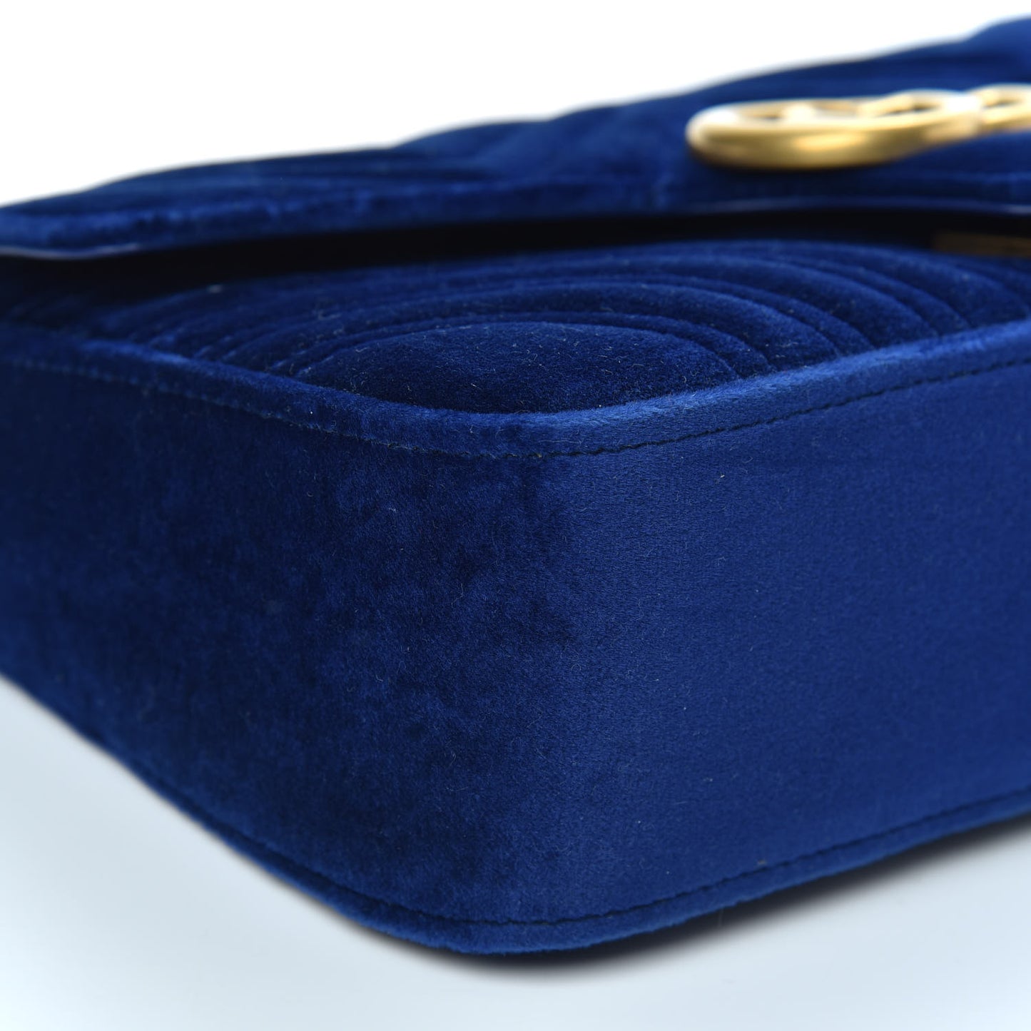Velvet Matelasse Small GG Marmont Shoulder Bag Cobalt Blue