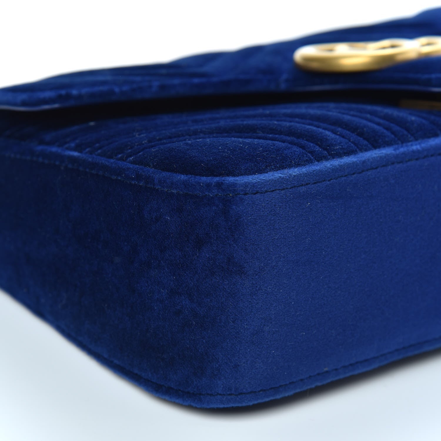 Gucci Velvet Matelasse Small GG Marmont Shoulder Bag Cobalt Blue 10 of 11