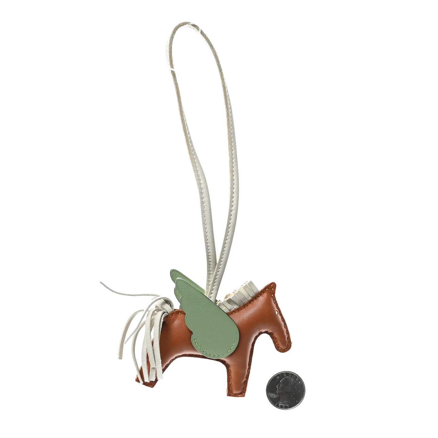 Milo Lambskin Grigri Rodeo Pegase Horse Bag Charm PM Craie Gold Vert Criquet