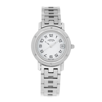 Hermes Stainless Steel 24mm Clipper Quartz Watch White 1 of 4