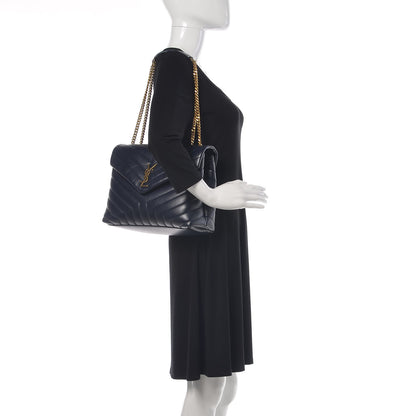 Saint Laurent Calfskin Y Quilted Monogram Medium Loulou Chain Satchel Medium Blue 2 of 9