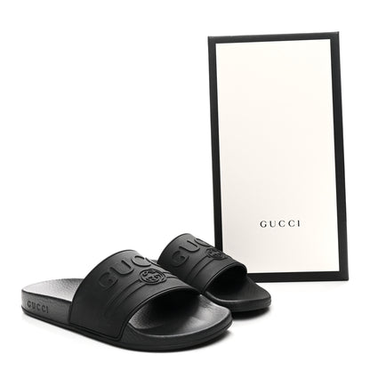 Gucci Rubber Womens Logo Slide Sandals 38 Black 10 of 10