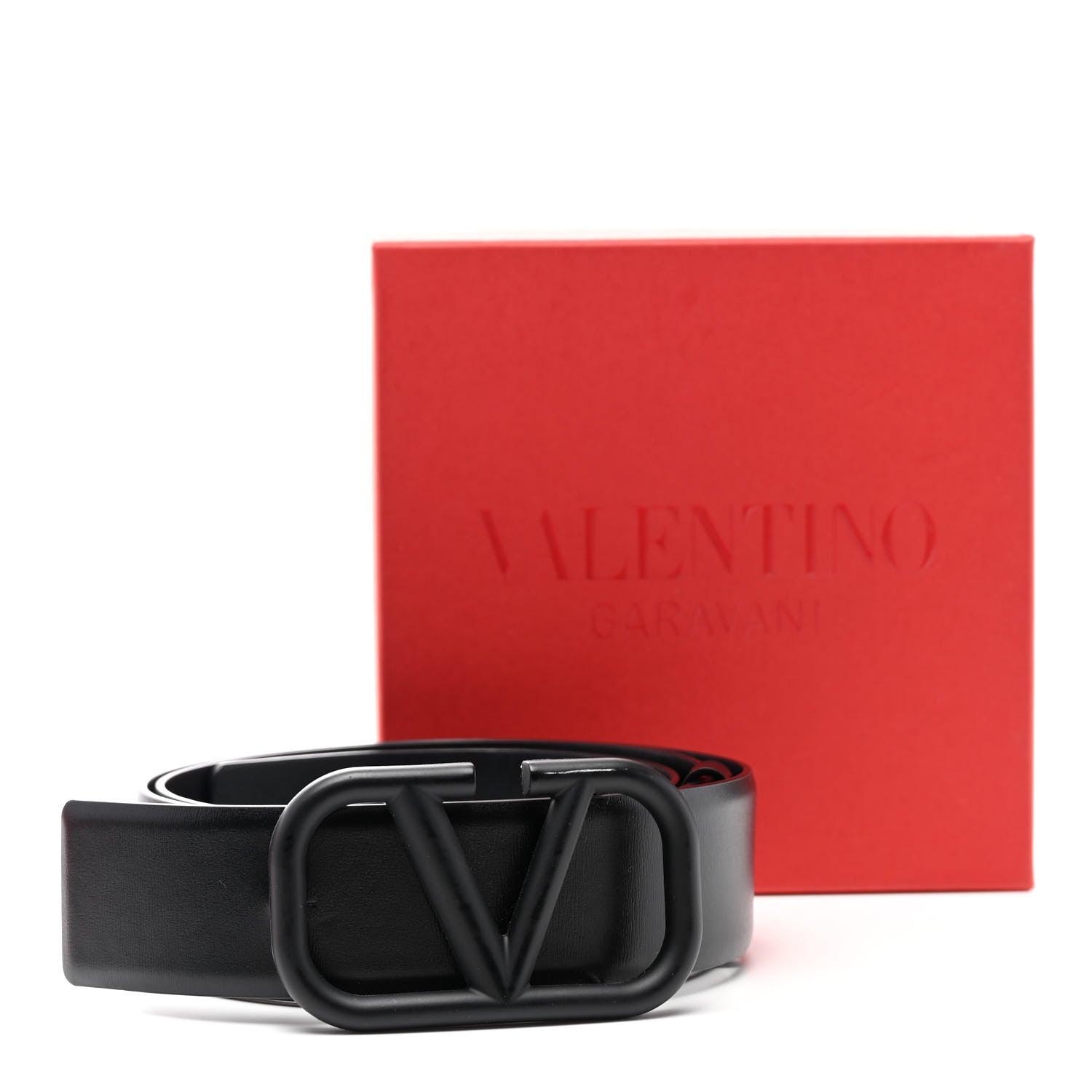 Valentino Garavani Glossy Calfskin Monochrome VLogo Belt 90 36 Black 6 of 6