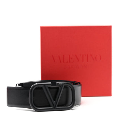 Valentino Garavani Glossy Calfskin Monochrome VLogo Belt 90 36 Black 6 of 6