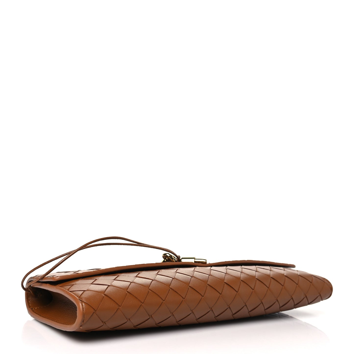 Nappa Intrecciato Long Andiamo Top Handle Clutch Cognac