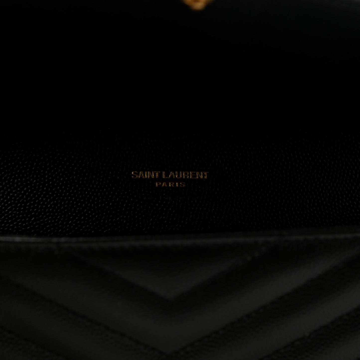 Grain De Poudre Matelasse Chevron Monogram Envelope Clutch Black
