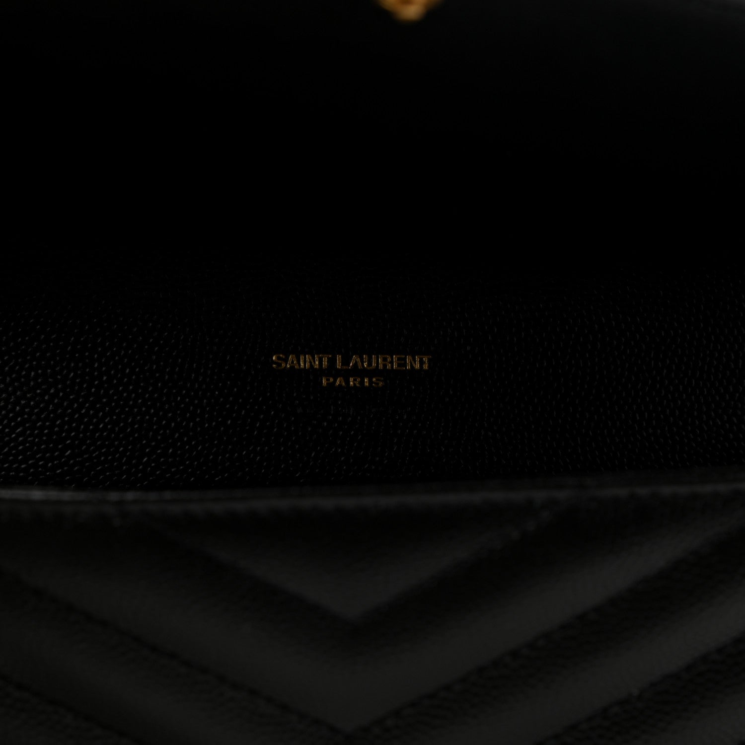 Saint Laurent Grain De Poudre Matelasse Chevron Monogram Envelope Clutch Black 6 of 8