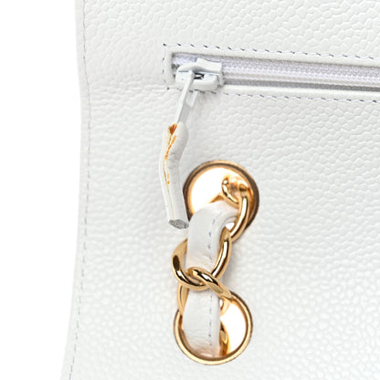 Chanel Caviar Quilted Jumbo Double Flap White 11 of 11